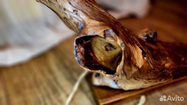 Светильник из натурального дерева + подсвечник