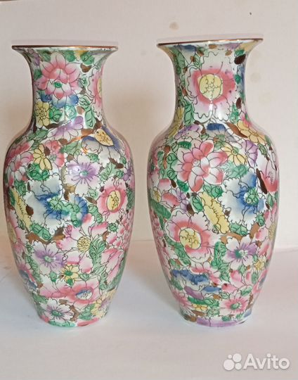 Парные вазы китайский фарфор винтаж