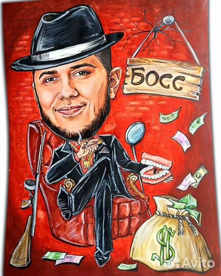 Шарж портрет по фото Ручная работа