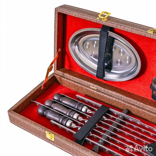 Шашлычный набор с шампурами №8 коричневый31206