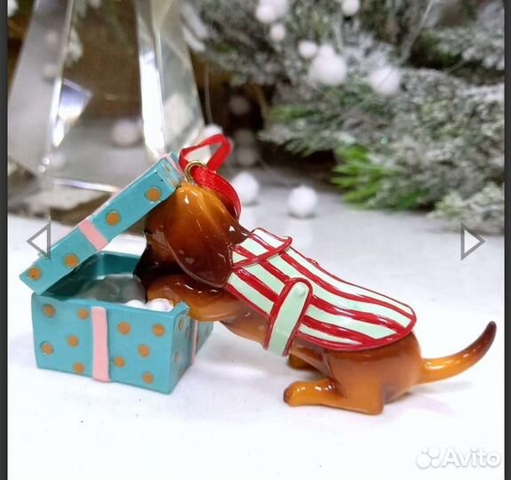 Елочная игрушка. Собака полистоун