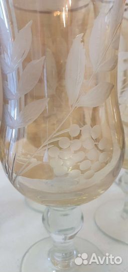 Фужеры/бокалы винтаж медовое стекло