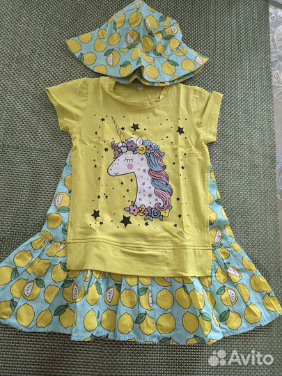 Платье с панамой для девочки 104