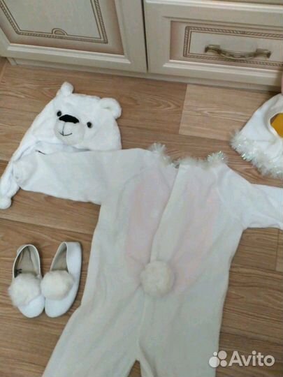 Новогодний костюм белый заяц/мишка 4-6лет
