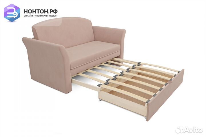 Диван выкатной Малютка 2 микровельвет бежевый
