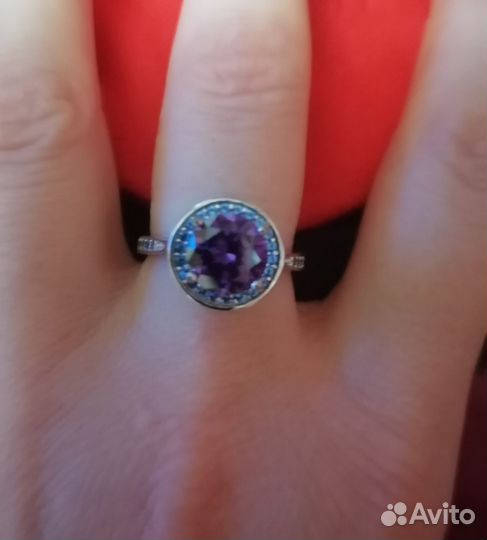 Серебряное кольцо 925 алпанит, фианиты-17 р-р