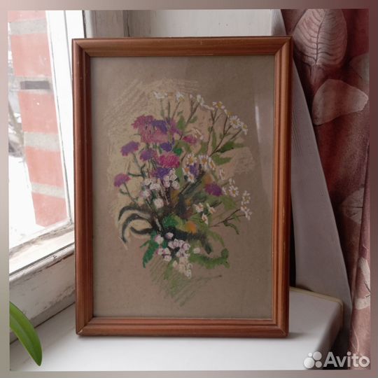 Картина. Летний букетик. Масляная пастель