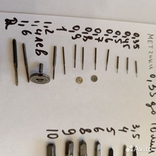 Метчики часовые набор 0.35 до 10 мм