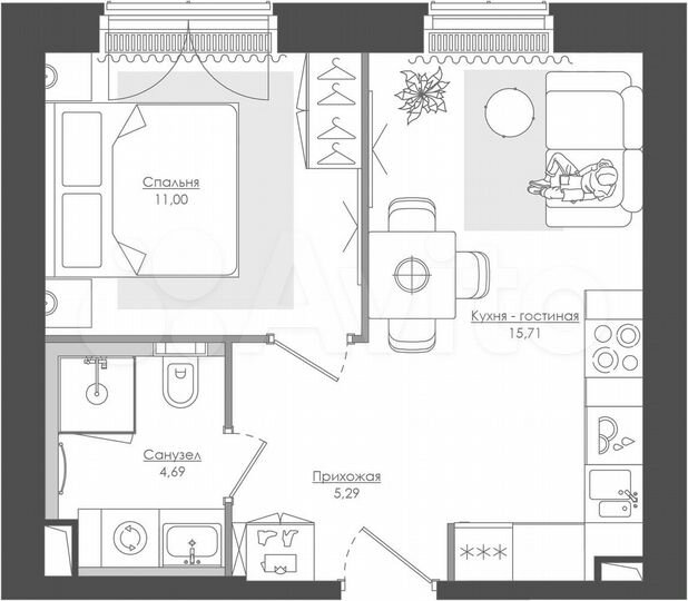 1-к. квартира, 35,7 м², 39/39 эт.
