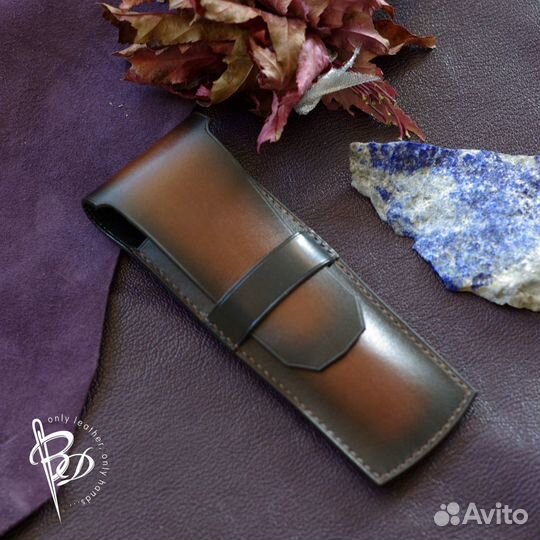 Чехол для ручек, карандашей. Кожа. Handmade