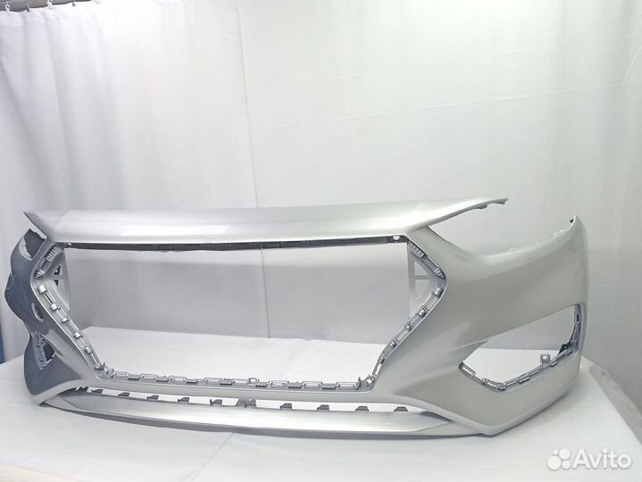 Бампер передний Hyundai Solaris 17 Серебристый RHM
