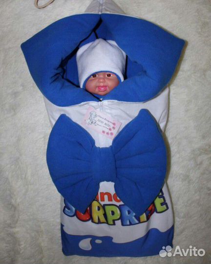 Конверт трансформер зимний для выписки + шапочка