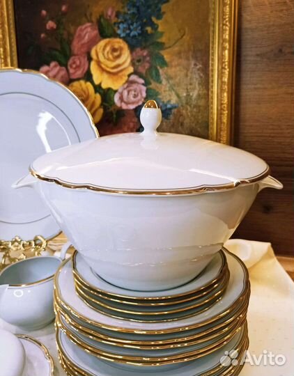 Сервиз столовый фарфор Белоснежный Kahla гдр 1970