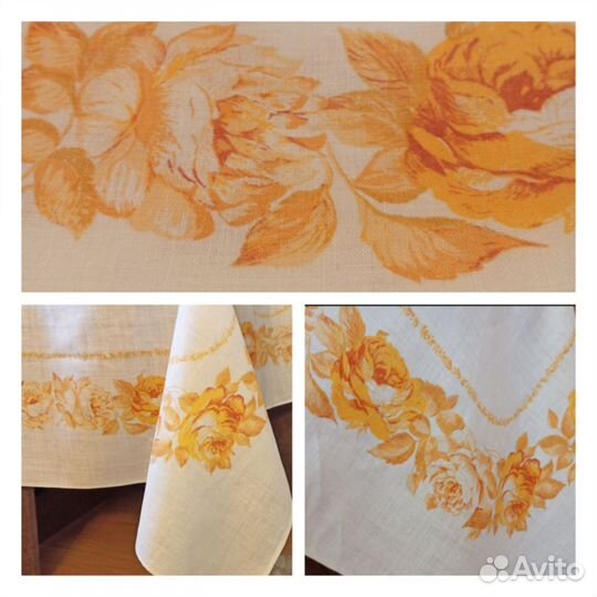 Натуральная скатерть лён СССР белая салфетки