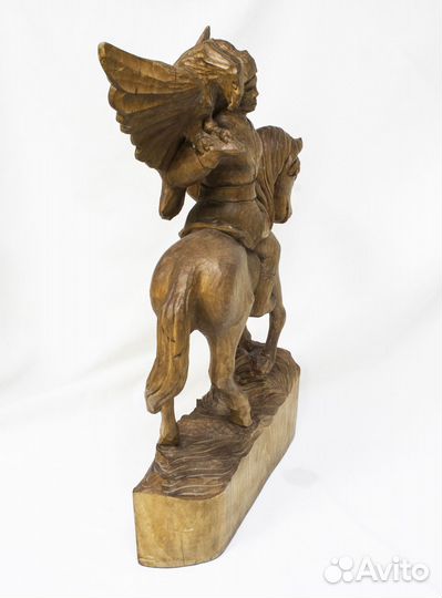 Композиция Соколиная охота, Башкир, резьба по дере