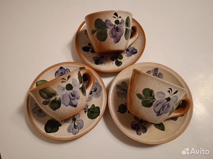 Чашки с блюдцами керамика набор