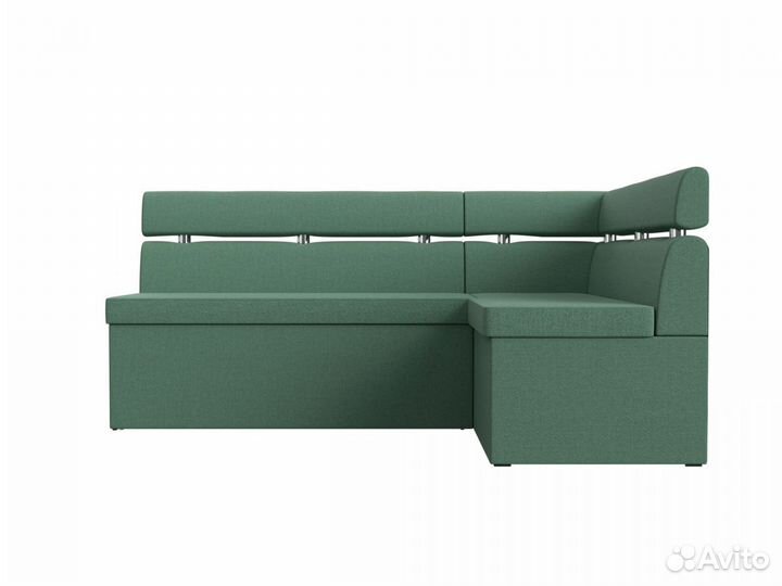 Диван кухонный угловой Классик правый угол, рогожка, амур зеленый