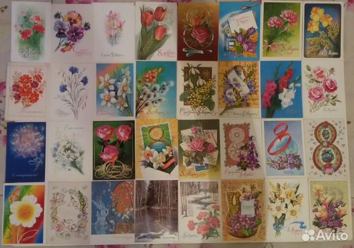 Открытки советские СССР с цветами 1