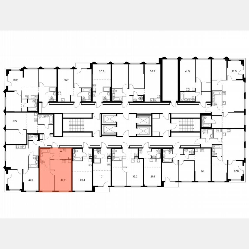 1-к. квартира, 42,2 м², 13/32 эт.