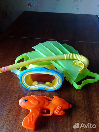 Детский набор для плавания ласты маска трубка