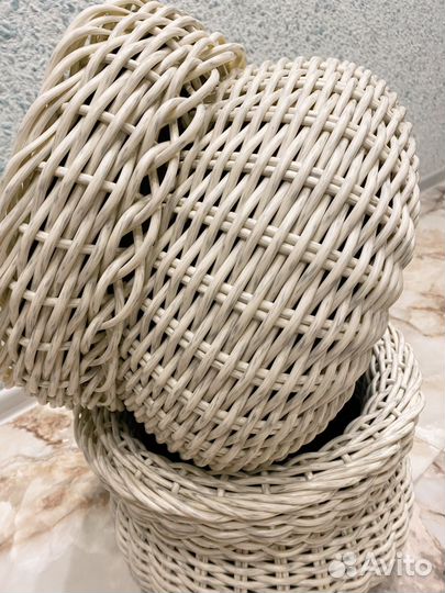 Кашпо из ротанга в виде горшочка