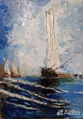 Картина Корабль море маслом 35 на 25