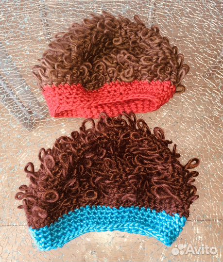Шапка берет смешная лохматая на ребенка