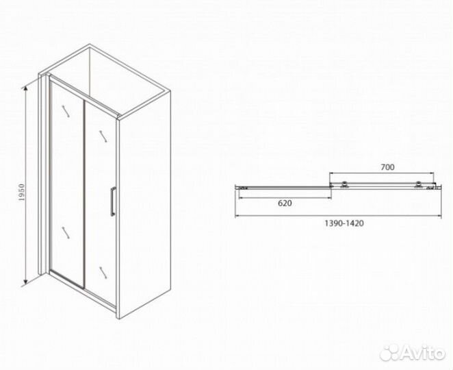 Душевая дверь Abber Schwarzer Diamant AG30140BH 140 см