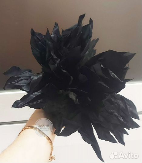 Брошь Цветок из ткани Черный