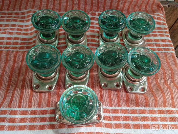 Дверные ручки СССР зелёное стекло