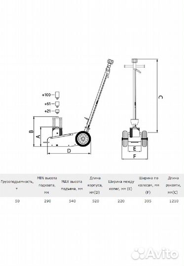 Пневмо-гидравлический подкатной домкрат