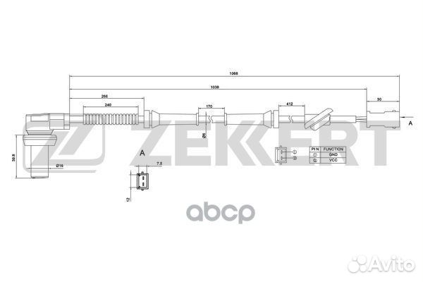 Датчик ABS передний se-6000 Zekkert