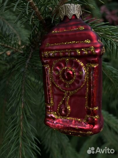 Елочная игрушка стекло Часы