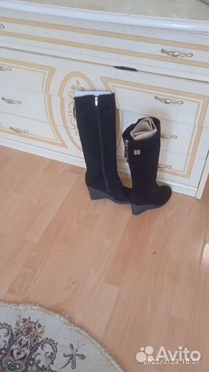 Сапоги зимние замшевые