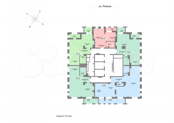 2-к. квартира, 56,3 м², 27/31 эт.