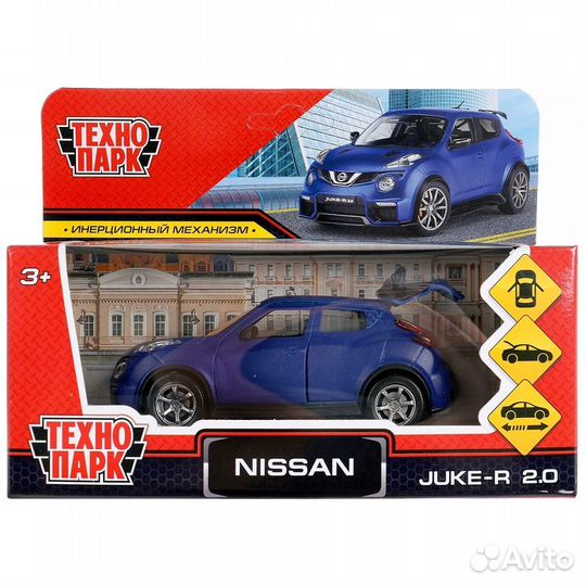 Машина Nissan Juke-R 2.0 Soft 12 см матовая синяя металл инерция Технопарк juke-12FIL-BU