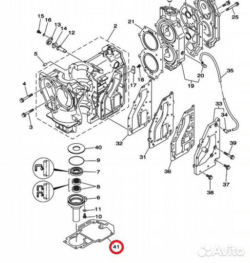 Прокладка под блок Yamaha 25-30 (689-45113-A1) (Ka