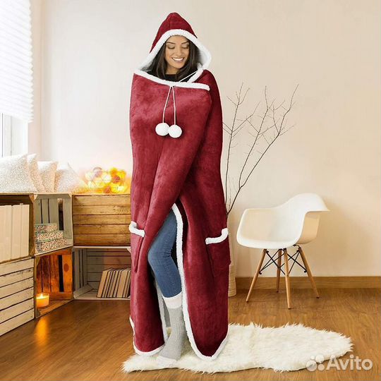 Носимое одеяло с капюшоном новое