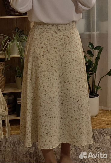 Юбка летняя длинная миди на резинке в цветочек