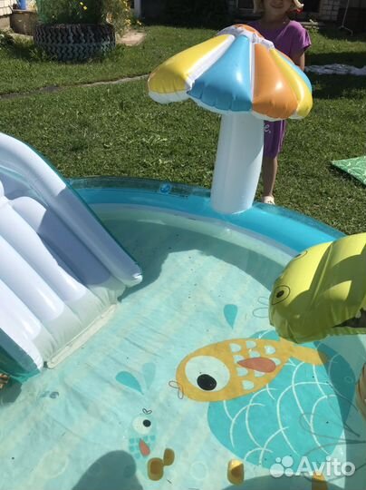 Надувной бассейн с горкой