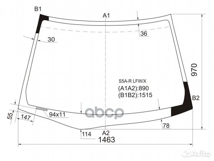 Стекло лобовое honda civic 4D 01-05 S5A-R LFW/X