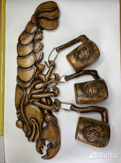 Ручная резьба по дереву рак