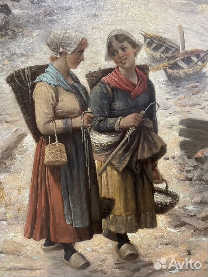 Антикварная картина маслом на холсте 