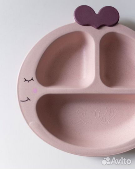 Детская бамбуковая посуда «Китенок» розовая