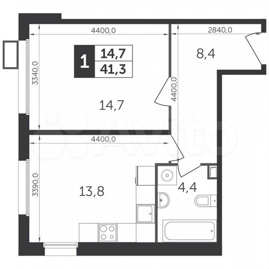 1-к. квартира, 41 м², 17/22 эт.