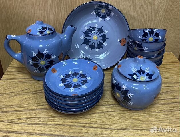 Чайный сервиз глиняный узсср