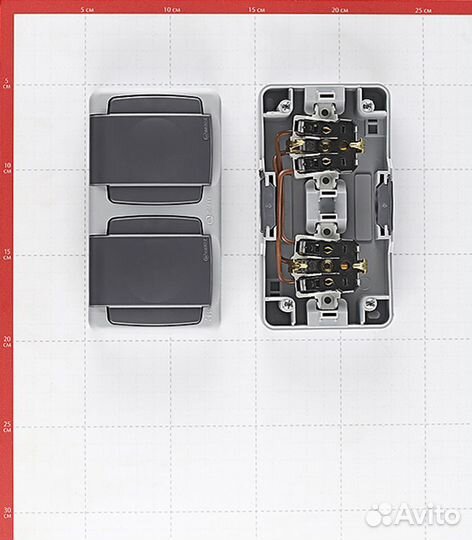 Розетка 36064206 двойная открытая установка серая