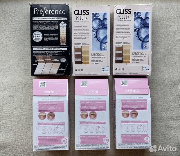 Шесть красок для волос Schwarzkopf и Loreal Paris