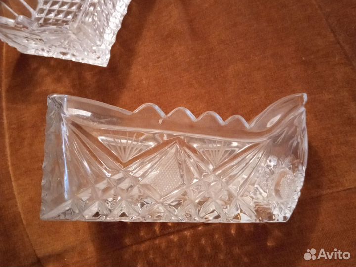 Хрустальный салатник-менажница СССР