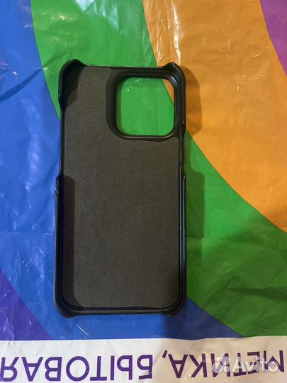 Чехол на iPhone 13 pro max кожаный с карманом